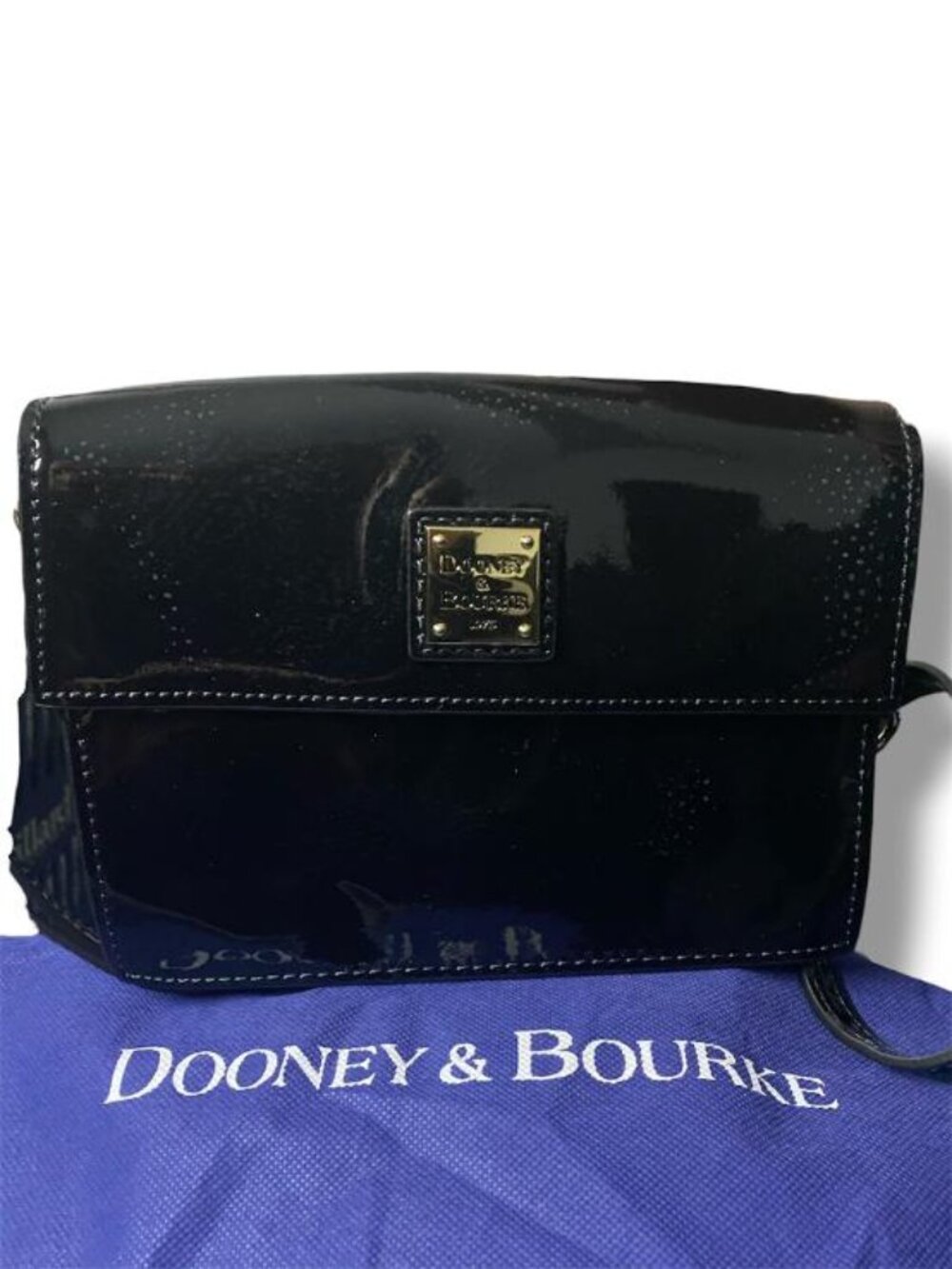 DOONEY & BOURKE - BLACK PATENT LEATHER SMALL SHOULDER BAG WITH THE DUSTBAG